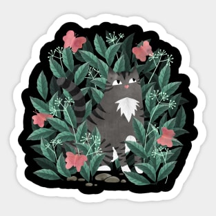 Butterfly Garden (Tabby Cat Version) Sticker